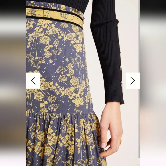 CAROLINA K TIERED ROMANTIC FLORAL MAXI SKIRT SIDE ZIPPER SIZE SMALL - Picture 5 of 17